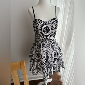 Express eyelet flare dress